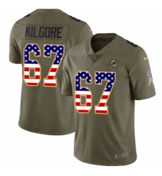 Youth Nike Miami Dolphins #67 Daniel Kilgore Limited Olive/USA Flag 2017 Salute to Service NFL Jersey