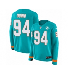 Women's Nike Miami Dolphins #94 Robert Quinn Limited Aqua Therma Long Sleeve NFL Jersey