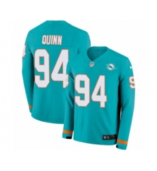 Youth Nike Miami Dolphins #94 Robert Quinn Limited Aqua Therma Long Sleeve NFL Jersey