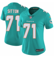 Women's Nike Miami Dolphins #71 Josh Sitton Aqua Green Team Color Vapor Untouchable Limited Player NFL Jersey