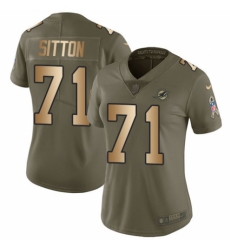 Women's Nike Miami Dolphins #71 Josh Sitton Limited Olive/Gold 2017 Salute to Service NFL Jersey