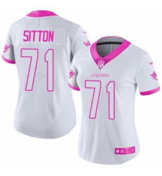 Women's Nike Miami Dolphins #71 Josh Sitton Limited White/Pink Rush Fashion NFL Jersey
