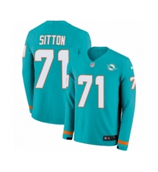 Youth Nike Miami Dolphins #71 Josh Sitton Limited Aqua Therma Long Sleeve NFL Jersey