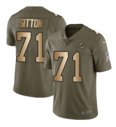 Youth Nike Miami Dolphins #71 Josh Sitton Limited Olive/Gold 2017 Salute to Service NFL Jersey