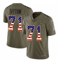 Youth Nike Miami Dolphins #71 Josh Sitton Limited Olive/USA Flag 2017 Salute to Service NFL Jersey