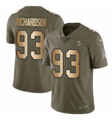 Men's Nike Minnesota Vikings #93 Sheldon Richardson Limited Olive/Gold 2017 Salute to Service NFL Jersey