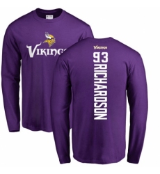 NFL Nike Minnesota Vikings #93 Sheldon Richardson Purple Backer Long Sleeve T-Shirt