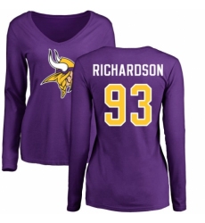 NFL Women's Nike Minnesota Vikings #93 Sheldon Richardson Purple Name & Number Logo Slim Fit Long Sleeve T-Shirt