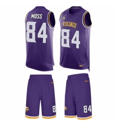 Men's Nike Minnesota Vikings #84 Randy Moss Limited Purple Tank Top Suit NFL Jersey