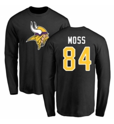 NFL Nike Minnesota Vikings #84 Randy Moss Black Name & Number Logo Long Sleeve T-Shirt
