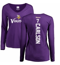 NFL Women's Nike Minnesota Vikings #7 Daniel Carlson Purple Backer Slim Fit Long Sleeve T-Shirt