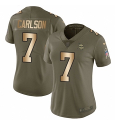 Women's Nike Minnesota Vikings #7 Daniel Carlson Limited Olive/Gold 2017 Salute to Service NFL Jersey