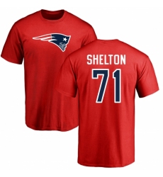 NFL Nike New England Patriots #71 Danny Shelton Red Name & Number Logo T-Shirt