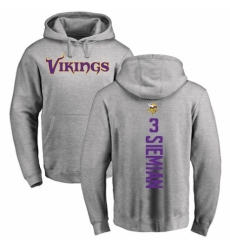 NFL Nike Minnesota Vikings #3 Trevor Siemian Ash Backer Pullover Hoodie
