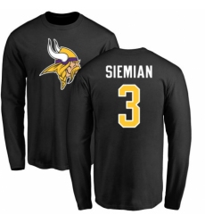 NFL Nike Minnesota Vikings #3 Trevor Siemian Black Name & Number Logo Long Sleeve T-Shirt