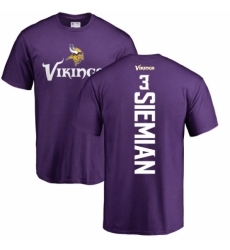 NFL Nike Minnesota Vikings #3 Trevor Siemian Purple Backer T-Shirt