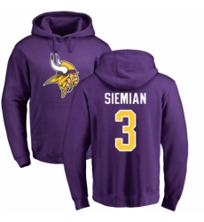 NFL Nike Minnesota Vikings #3 Trevor Siemian Purple Name & Number Logo Pullover Hoodie