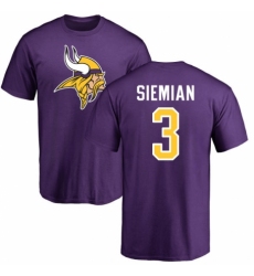 NFL Nike Minnesota Vikings #3 Trevor Siemian Purple Name & Number Logo T-Shirt