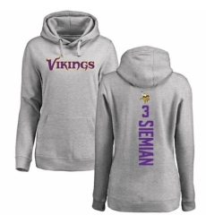NFL Women's Nike Minnesota Vikings #3 Trevor Siemian Ash Backer Pullover Hoodie