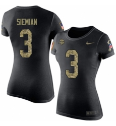NFL Women's Nike Minnesota Vikings #3 Trevor Siemian Black Camo Salute to Service T-Shirt