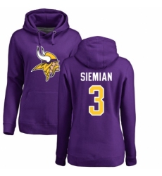 NFL Women's Nike Minnesota Vikings #3 Trevor Siemian Purple Name & Number Logo Pullover Hoodie