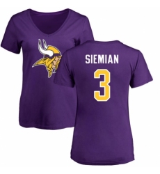 NFL Women's Nike Minnesota Vikings #3 Trevor Siemian Purple Name & Number Logo Slim Fit T-Shirt