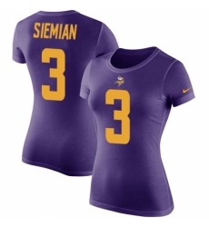 NFL Women's Nike Minnesota Vikings #3 Trevor Siemian Purple Rush Pride Name & Number T-Shirt