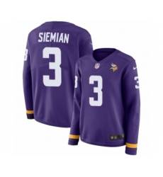 Women's Nike Minnesota Vikings #3 Trevor Siemian Limited Purple Therma Long Sleeve NFL Jersey
