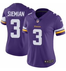 Women's Nike Minnesota Vikings #3 Trevor Siemian Purple Team Color Vapor Untouchable Limited Player NFL Jersey