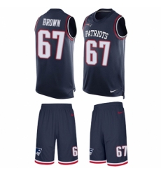 Men's Nike New England Patriots #67 Trent Brown Limited Navy Blue Tank Top Suit NFL Jersey