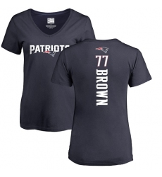 NFL Women's Nike New England Patriots #77 Trent Brown Navy Blue Backer T-Shirt