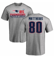 Nike New England Patriots #80 Jordan Matthews Heather Gray 2017 AFC Champions V-Neck T-Shirt