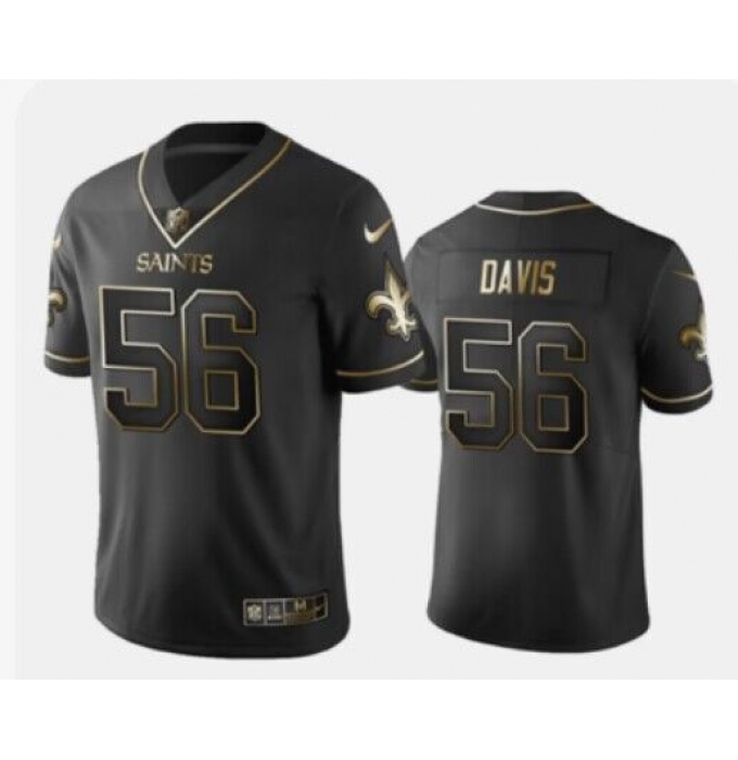 Men's Nike New Orleans Saints #56 DeMario Davis Black Gold Stitched Football Vapor Untouchable Limited Jersey