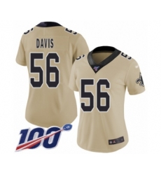 Women's New Orleans Saints #56 DeMario Davis Limited Gold Inverted Legend 100th Season Football Jersey