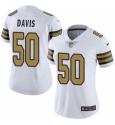 Women's Nike New Orleans Saints #50 DeMario Davis Limited White Rush Vapor Untouchable NFL Jersey