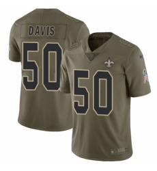 Youth Nike New Orleans Saints #50 DeMario Davis Limited Olive 2017 Salute to Service NFL Jersey