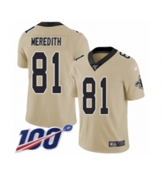 Men's New Orleans Saints #81 Cameron Meredith Limited Gold Inverted Legend 100th Season Football Jersey