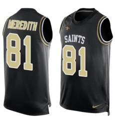 Men's Nike New Orleans Saints #81 Cameron Meredith Limited Black Player Name & Number Tank Top NFL Jersey