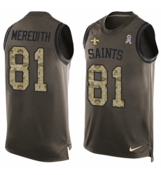 Men's Nike New Orleans Saints #81 Cameron Meredith Limited Green Salute to Service Tank Top NFL Jersey