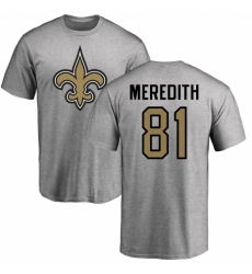 NFL Nike New Orleans Saints #81 Cameron Meredith Ash Name & Number Logo T-Shirt