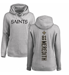 NFL Women's Nike New Orleans Saints #81 Cameron Meredith Ash Backer Pullover Hoodie