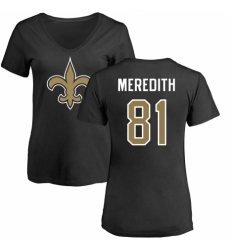 NFL Women's Nike New Orleans Saints #81 Cameron Meredith Black Name & Number Logo Slim Fit T-Shirt