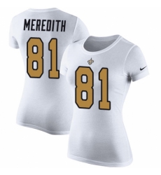 NFL Women's Nike New Orleans Saints #81 Cameron Meredith White Rush Pride Name & Number T-Shirt