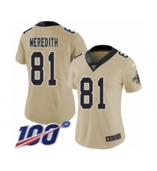 Women's New Orleans Saints #81 Cameron Meredith Limited Gold Inverted Legend 100th Season Football Jersey