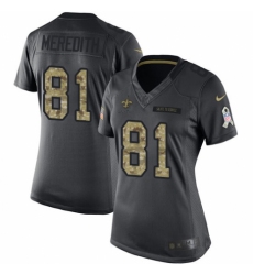 Women's Nike New Orleans Saints #81 Cameron Meredith Limited Black 2016 Salute to Service NFL Jersey