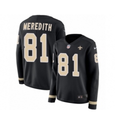Women's Nike New Orleans Saints #81 Cameron Meredith Limited Black Therma Long Sleeve NFL Jersey