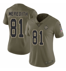 Women's Nike New Orleans Saints #81 Cameron Meredith Limited Olive 2017 Salute to Service NFL Jersey