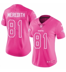 Women's Nike New Orleans Saints #81 Cameron Meredith Limited Pink Rush Fashion NFL Jersey