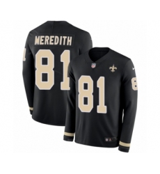 Youth Nike New Orleans Saints #81 Cameron Meredith Limited Black Therma Long Sleeve NFL Jersey