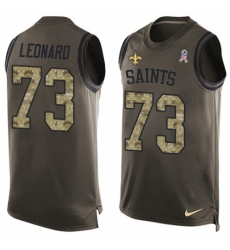 Men's Nike New Orleans Saints #73 Rick Leonard Limited Green Salute to Service Tank Top NFL Jersey